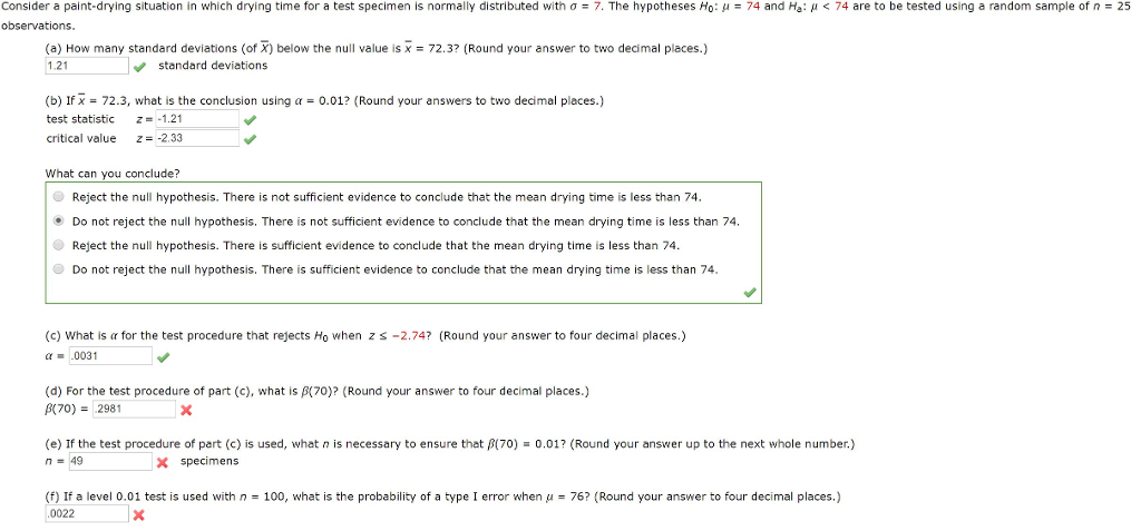 Solved D For The Test Procedure Of Part C What Is B Chegg Com