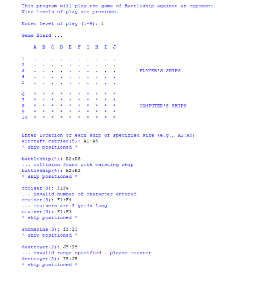 How Do You Make A Python Battleship Program Tell Y Chegg Com