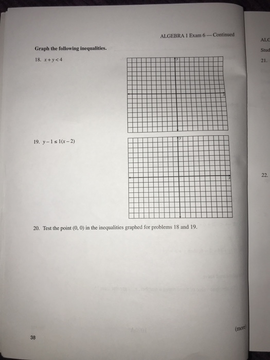 Solved Algebra I Exam 6 Continued Alc Graph The Following