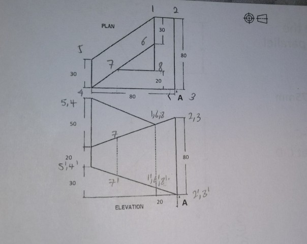 Solved Plan 30 80 30 20 аз 50 20 80 54 30 013 20 Elevation