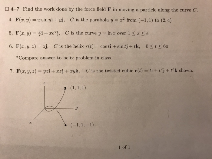 Solved 04 7 Find The Work Done By The Force Field F In Mo Chegg Com