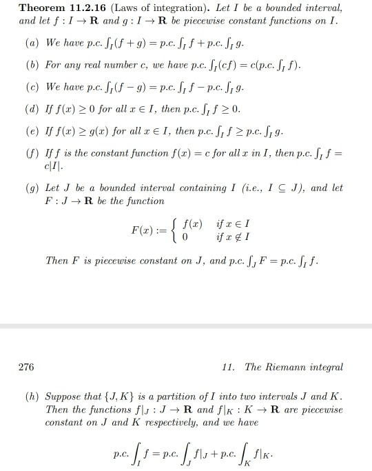 Solved Theorem 11 2 16 Laws Of Integration Let I Be A Chegg Com