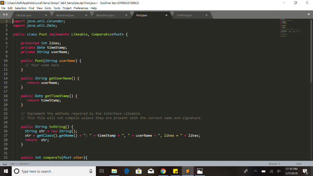 A Implement Solved: 4- ... TextPost. TextPo The LextPost Class Implement The Solved: A 4- LextPost ... TextPost. TextPo Class