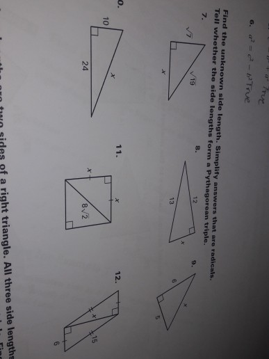 Find The Unknown Side Length Simplify Answers That Chegg 