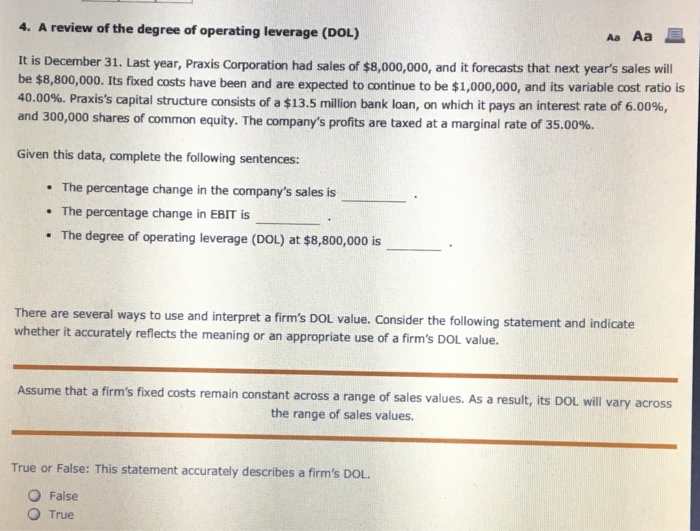 Degree of Operating Leverage (DOL) Definition
