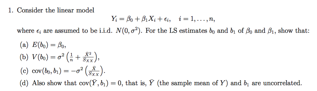 Solved 1 Consider The Linear Model Where Are Assumed To Chegg Com