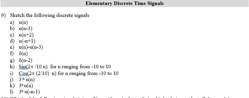 Solved Elementary Discrete Lime Signals Sketch The Follow Chegg Com