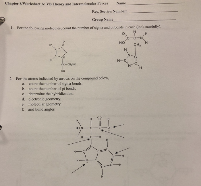 Solved Chapter 8 Worksheet A Vb Theory And Intermolecula Chegg Com