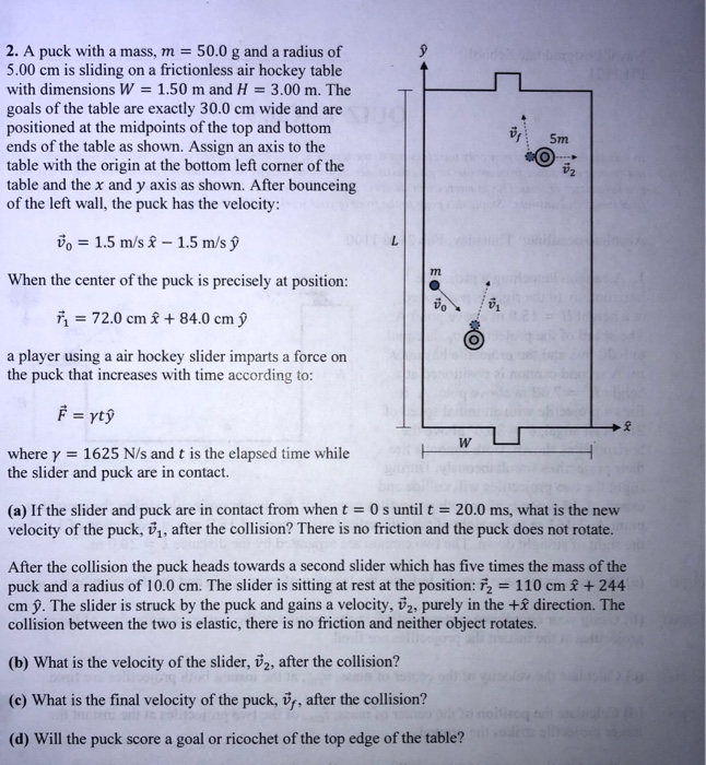 Solved A Puck With A Mass M 50 0 G And A Radius Of 5 00