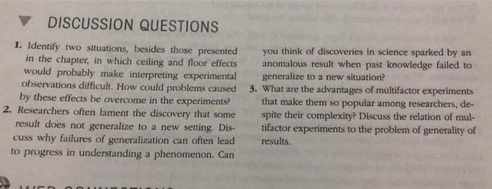 Solved V Discussion Questions 1 Identify Two Situations