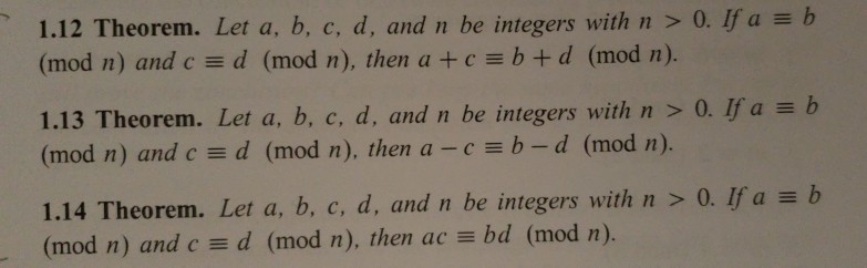 Solved 1 12 Theorem Let A B C D And N Be Integers Chegg Com