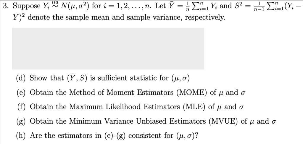 Solved Id 02 For I 2 Denote The Sample Mean And Sample Chegg Com