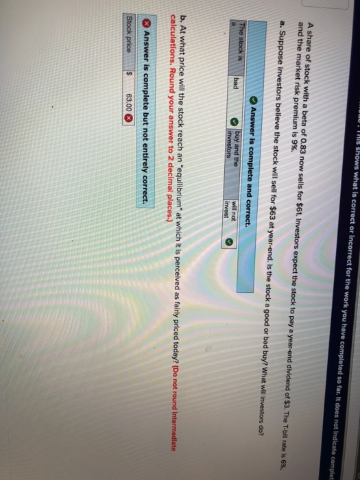 Solved What Is Correct Or T For The Work You Have Completed Chegg Com