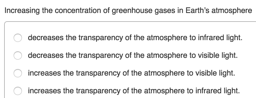 Solved Increasing The Concentration Of Greenhouse Gases In Chegg Com