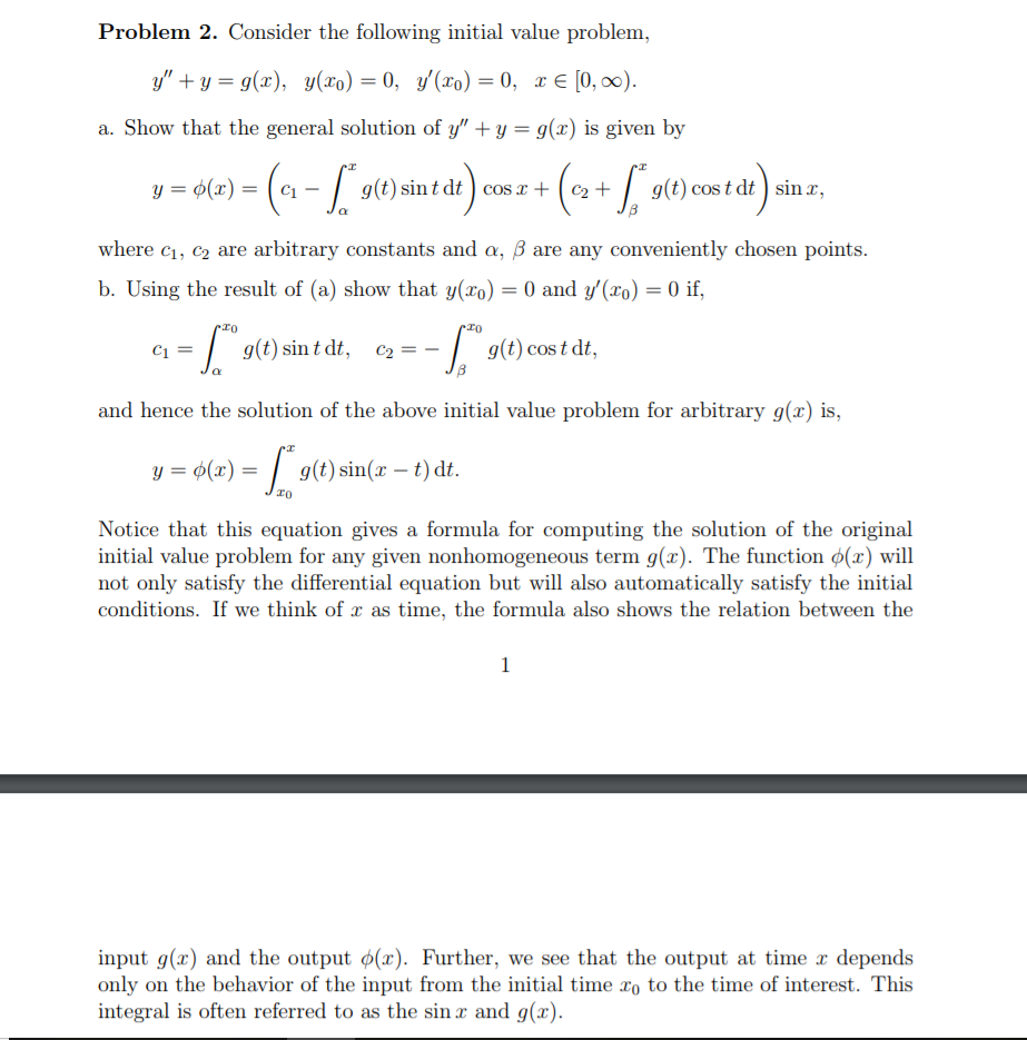 Solved Problem 2 Consider The Following Initial Value Pr Chegg Com