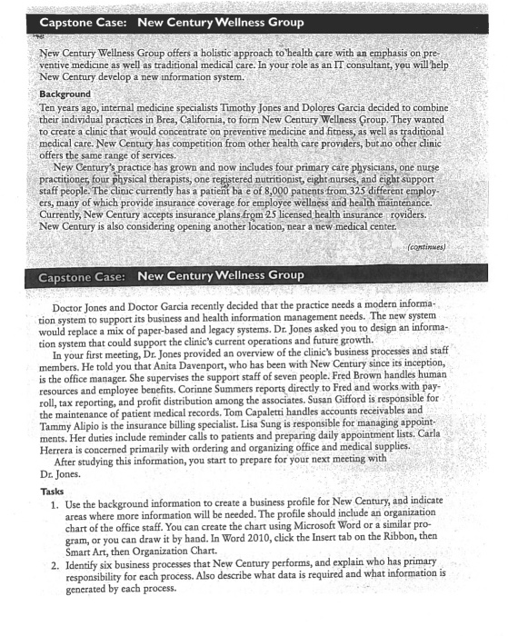 Capstone Case New Century Wellness Group New Century Chegg 