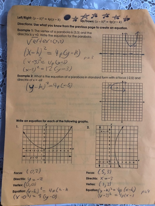 Solved Left Right Y K 2 4p X H Directions Use What You Chegg Com