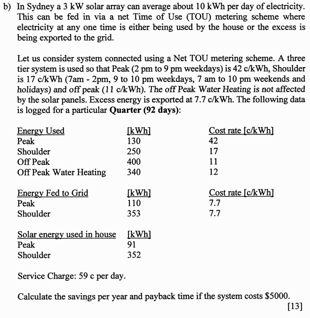 Solved B In Sydney A 3 Kw Solar Array Can Average About B In Sydney A 3 Kw Solar Array Can Average About 10 Kwh Per Day