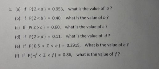 Solved 1 A If P Z D 0 11 What Is The Value Of D Chegg Com