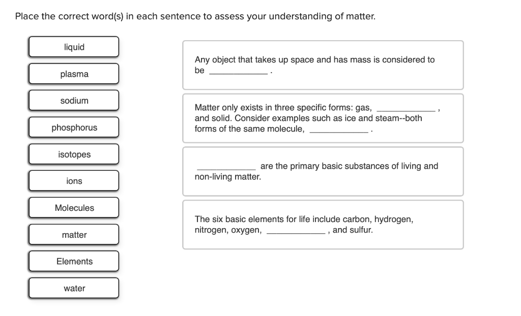 Solved Place The Correct Word S In Each Sentence To Asse