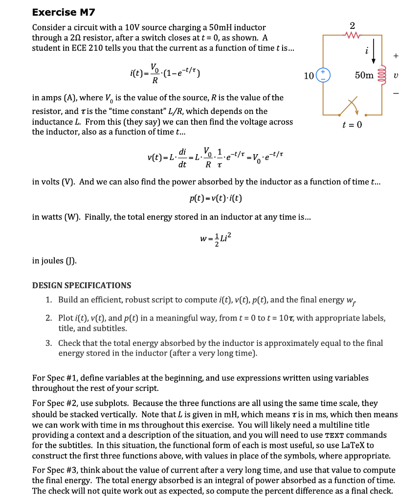 Solved Exercise M7 2 Consider A Circuit With A 10v Source Chegg Com