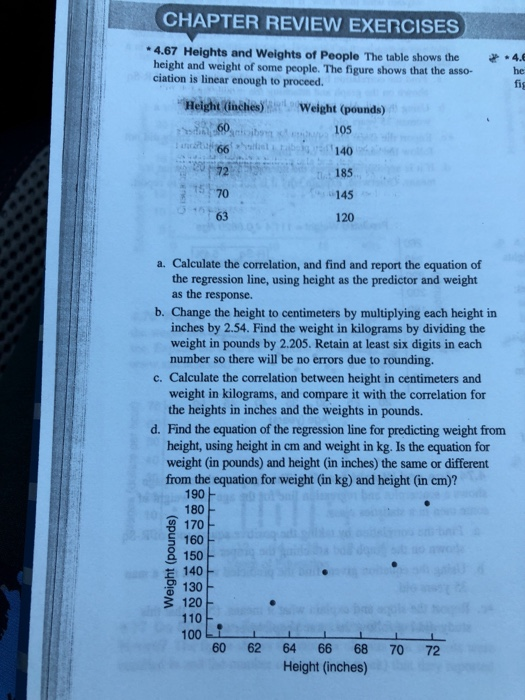 Solved Chapter Review Exercises 4 67 Heights And Weight