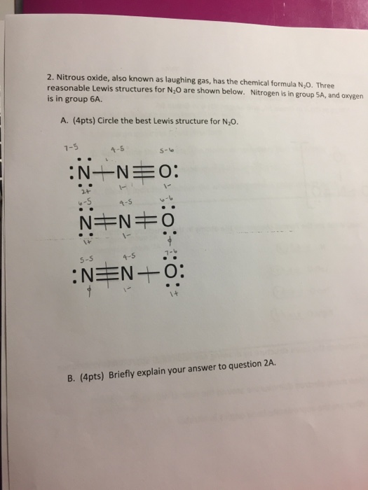N2O Lewis Structure - Nitrous Oxide 