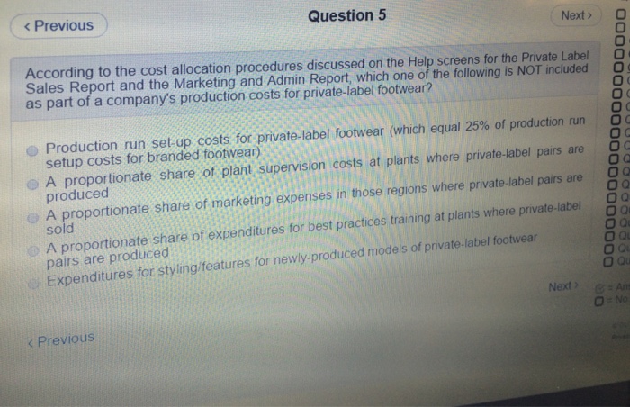 Solved Question 1 Previous Next Y O Question O Question O Chegg Com