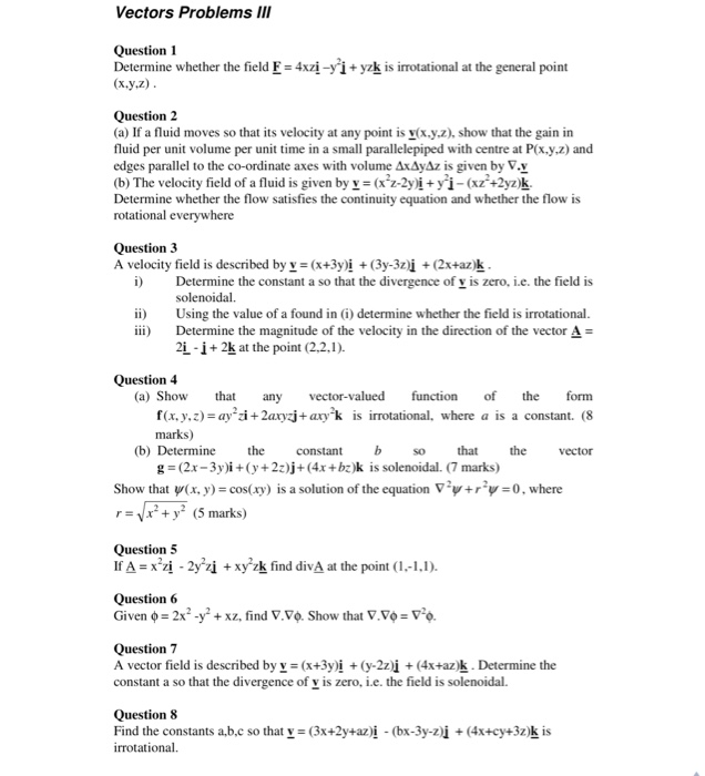 Vectors Problems Iii Question 1 Determine Whether The Chegg Com