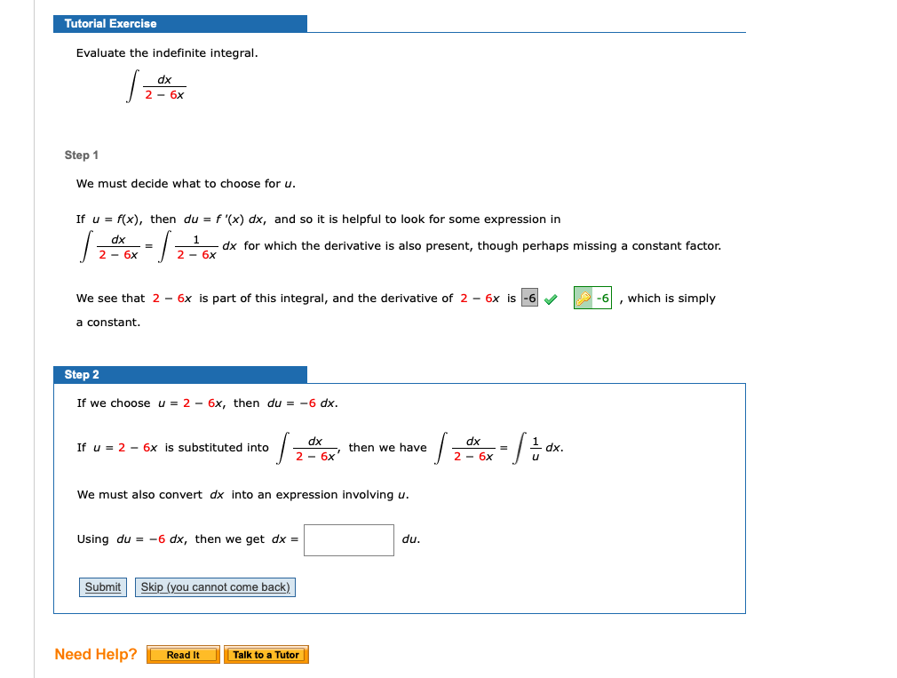 Solved Tutorial Exercise Evaluate The Indefinite Integral Chegg Com