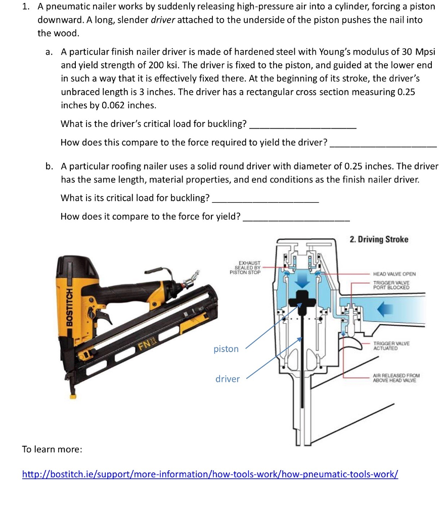 Solved 1 A Pneumatic Nailer Works By Suddenly Releasing