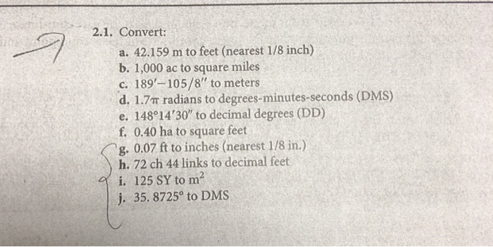 2 1 Convert A 42 159 M To Feet Nearest 1 8 Inch Chegg Com