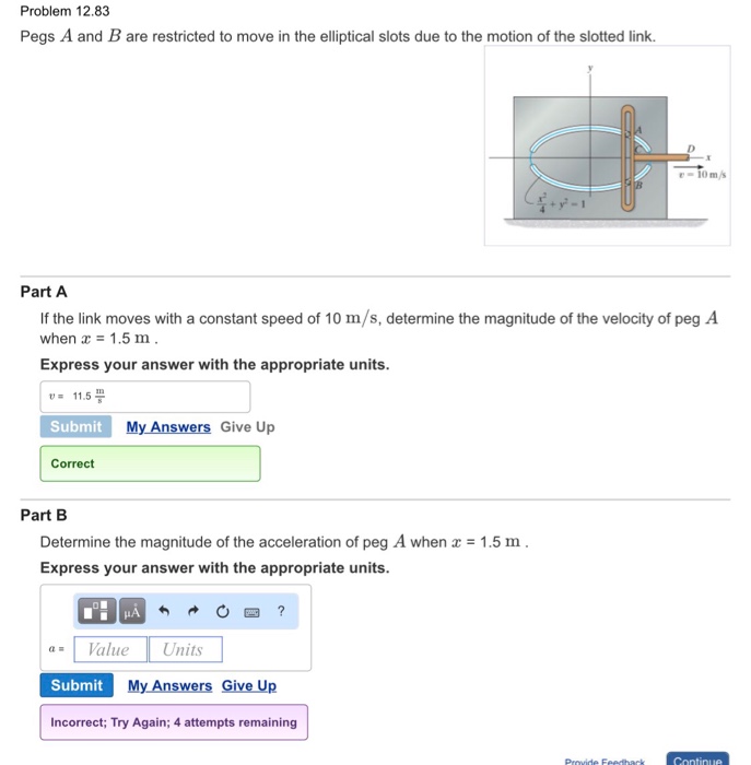 Solved Pegs A And D Are Restricted To Move In The Ellipti Chegg Com