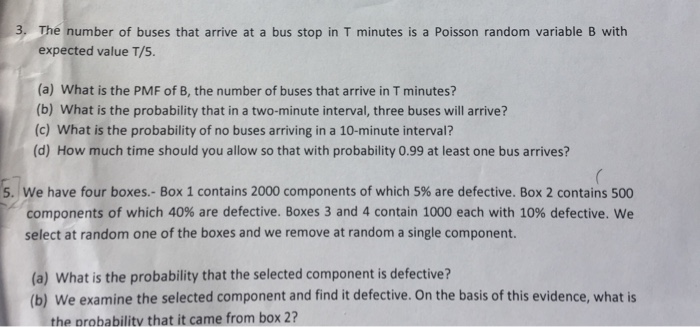 Solved The Number Of Buses That Arrive At A Bus Stop In T Chegg Com