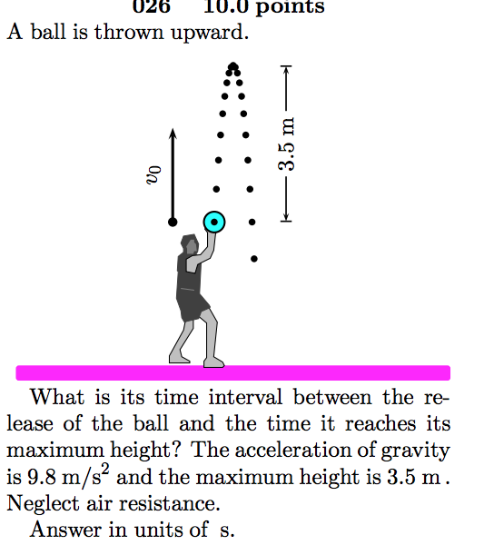 A ball is thrown upward What is its time interval between the re lease of t...