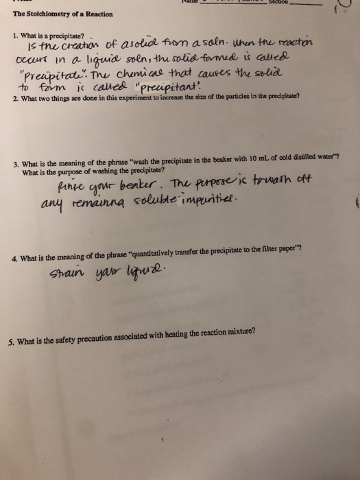 1 What Is A Precipitate 2 What Two Things Are Done Chegg Com