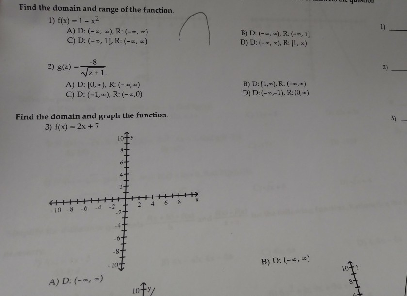 Solved Find The Domain And Range Of The Function 1 F X Chegg Com