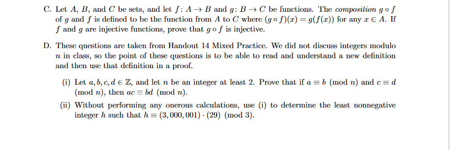 Solved C Let A B And C Be Sets And Let F A B And G Chegg Com