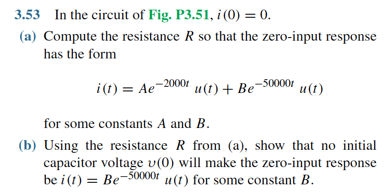 Solved 3 53 In The Circuit Of Fig P3 51 I 0 0 A Co Chegg Com