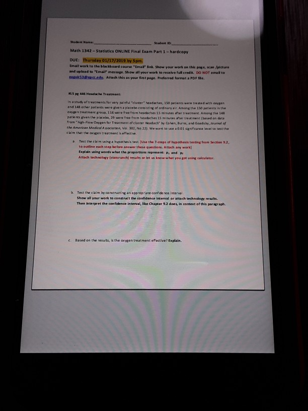 Math Solved: Exa Name ... 1342-Statistics Final ONLINE Student Final Student ... Exa 1342-Statistics Math Solved: Name ONLINE