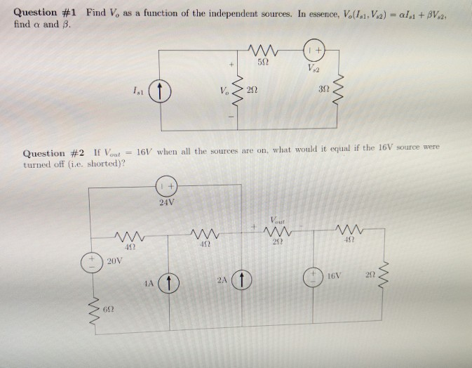 Solved Question 1 Find A And Ss Find Vo As A Function Of Chegg Com