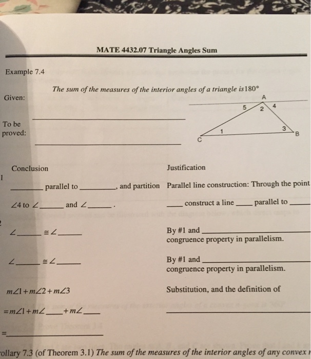 Solved Mate 4432 07 Triangle Angles Sum Example 7 4 The S