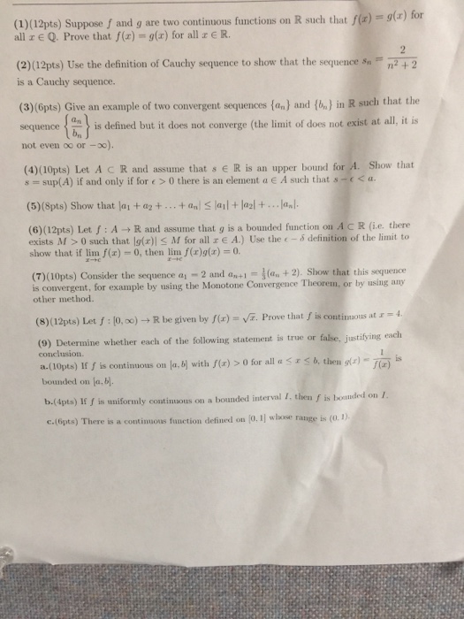 Solved Suppose F And G Are Two Continuous Functions On R Chegg Com