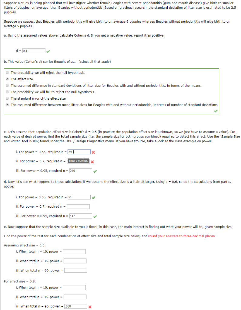 C Let S Assume That Population Effect Size Is Chegg Com