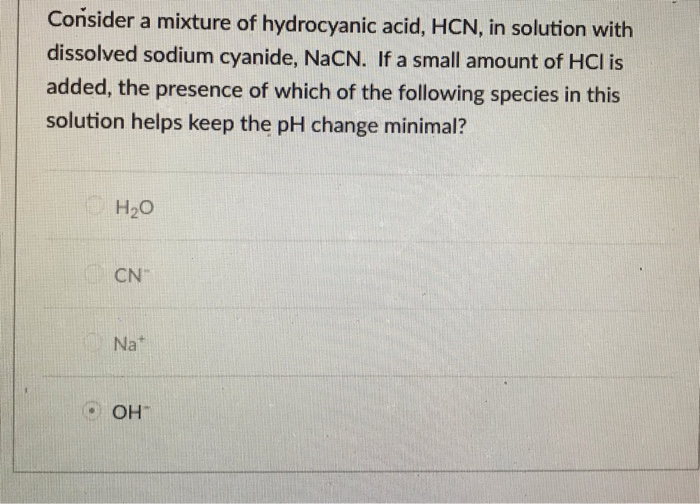 Solved Consider A Mixture Of Hydrocyanic Acid Hcn In So Chegg Com
