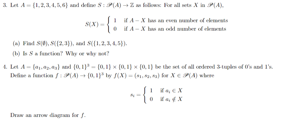 Solved 3 Let A 1 2 3 4 5 6 And Define S 9 A Z As Foll Chegg Com