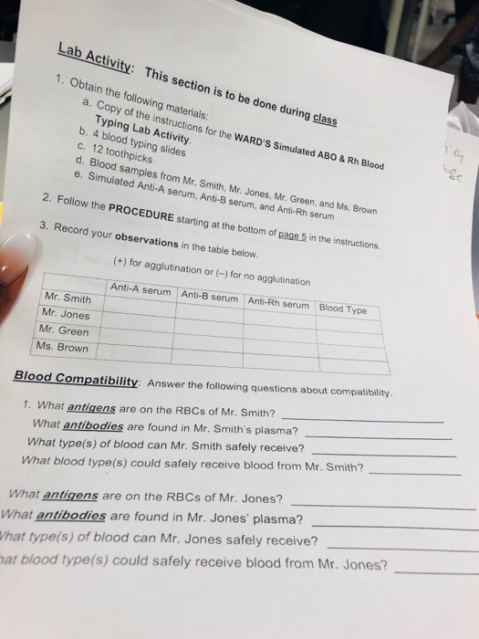 Simulated ABO/Rh Blood Typing Kit