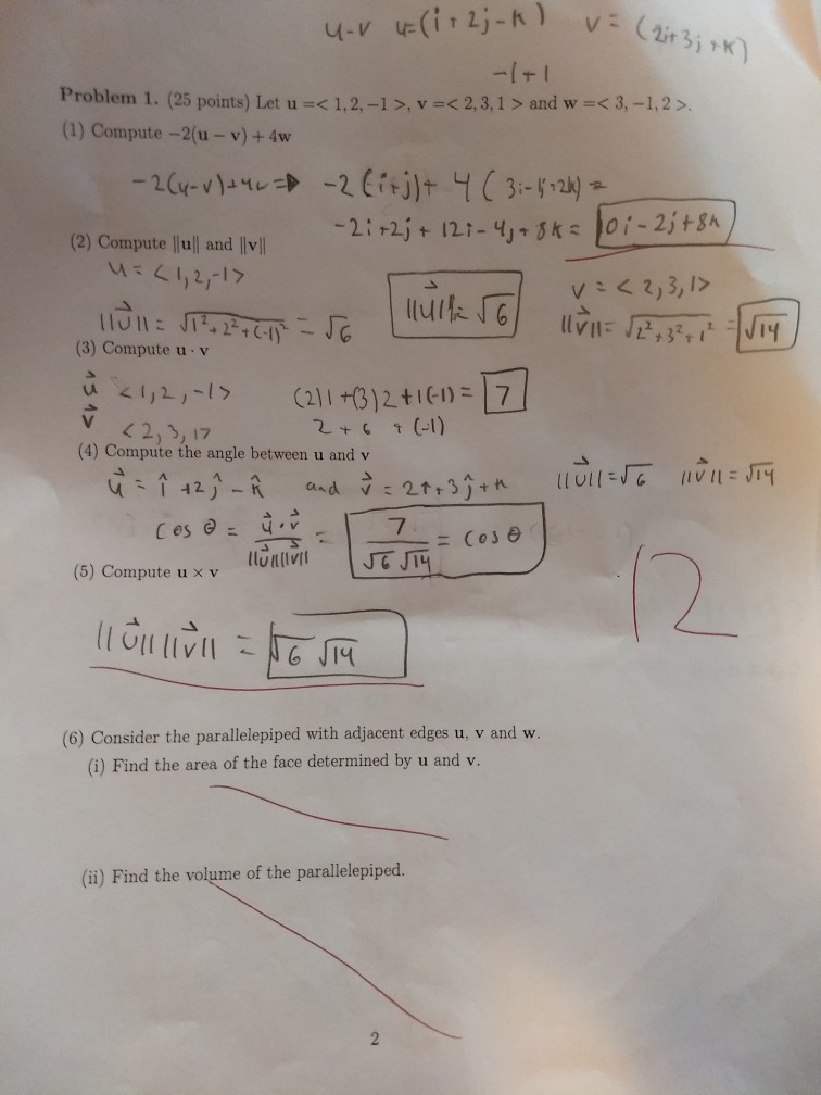 Solved This Is A Calculus 3 Problem That I Horribly Got W Chegg Com