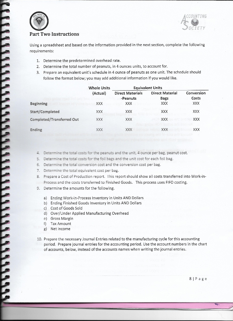 Part Two Preparing A Chart Of Accounts Answers