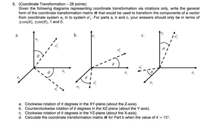 Solved 5 Coordinate Transformation 28 Points Given Th Chegg Com